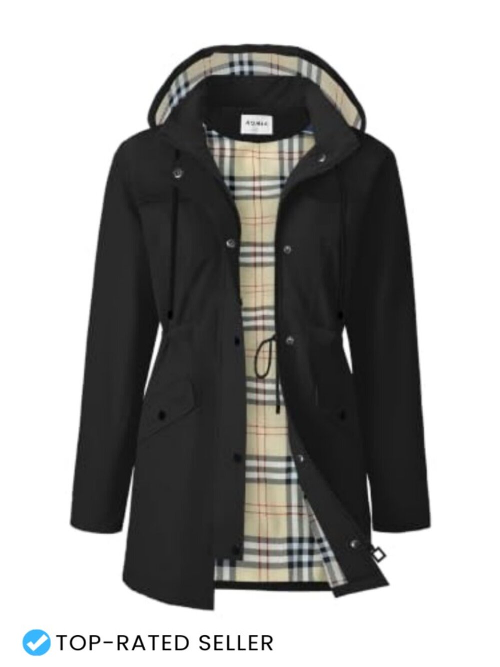 RUMIA Women's Waterproof Long Hooded Raincoat Lined Windbreaker